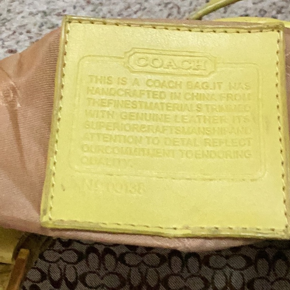 Coach Signature Canvas Shoulder Bag with Yellow Trim - Picture 4 of 5